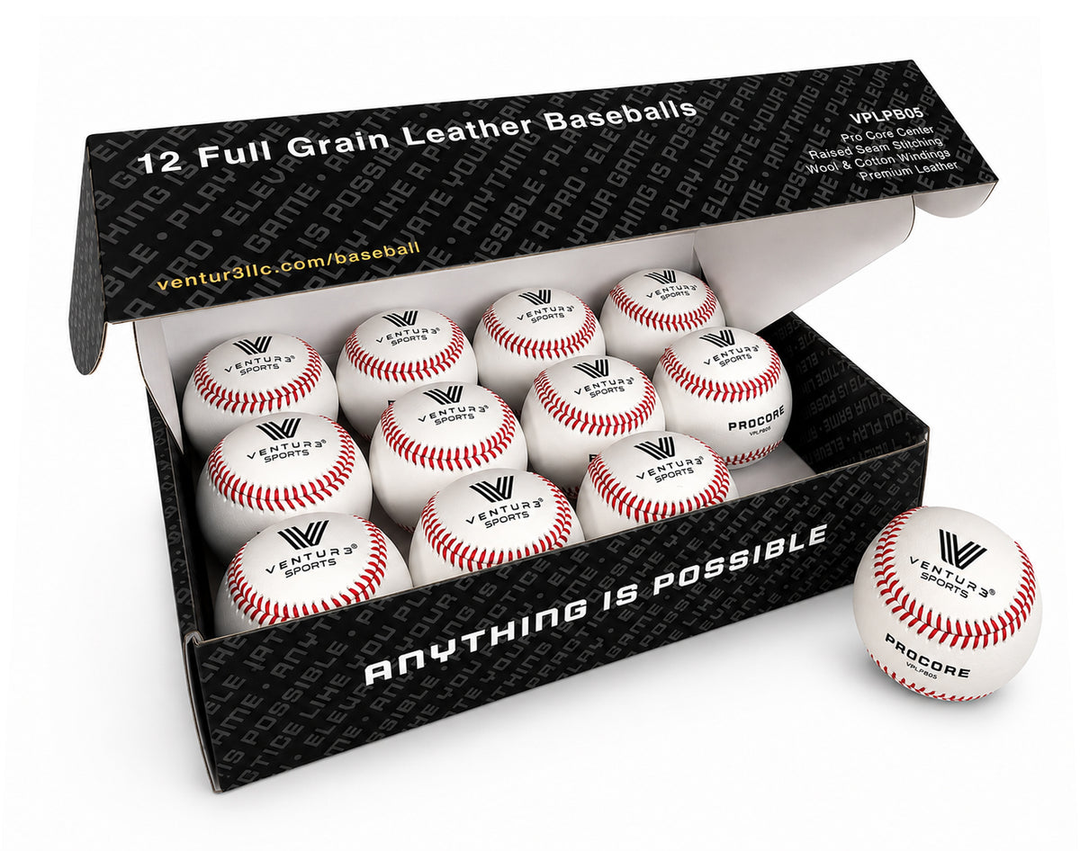 Ventur3 Sports VPRO1 raised seam baseball, carton open