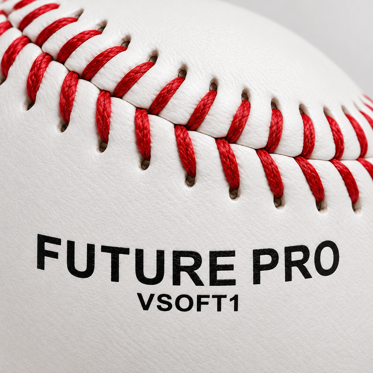 Macro of the VSOFT1 synthetic cover showing the stitching and the Future Pro stamp